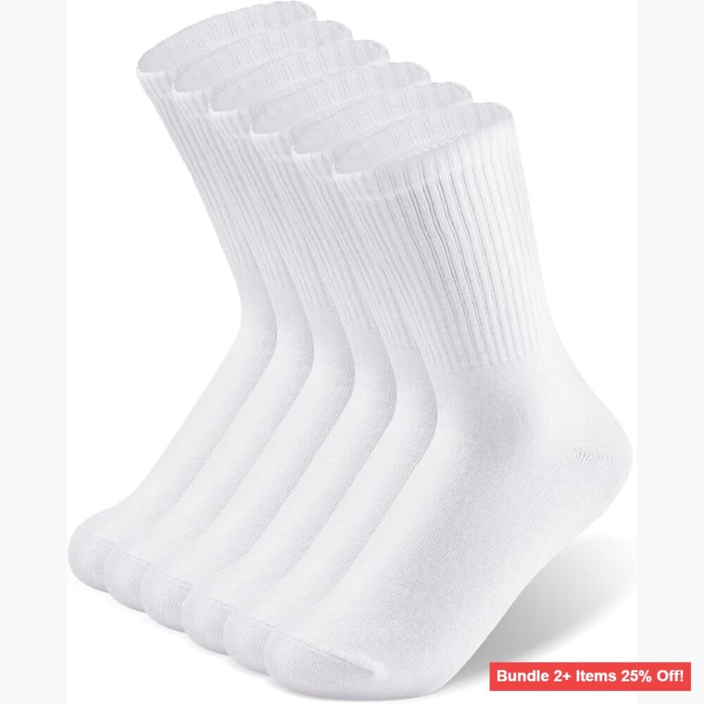 Women's Thin Crew Cotton Socks 3-6 Pack Size 5-10 Casual Calf